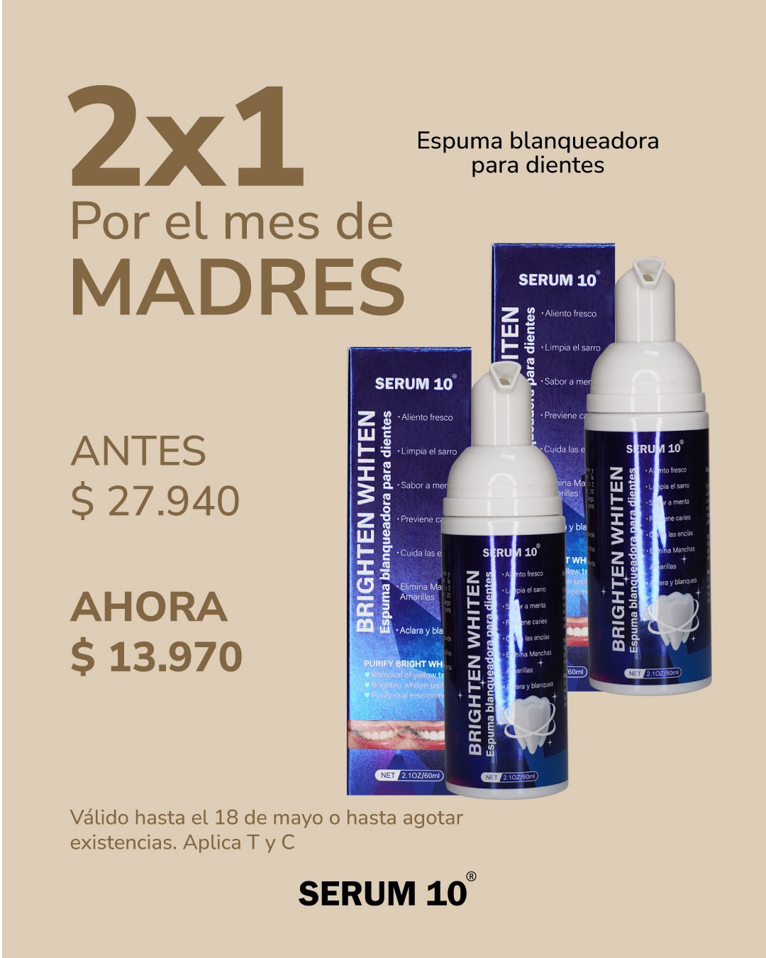 0015-PROMO ESPUMA DENTAL ACLARANTE x2